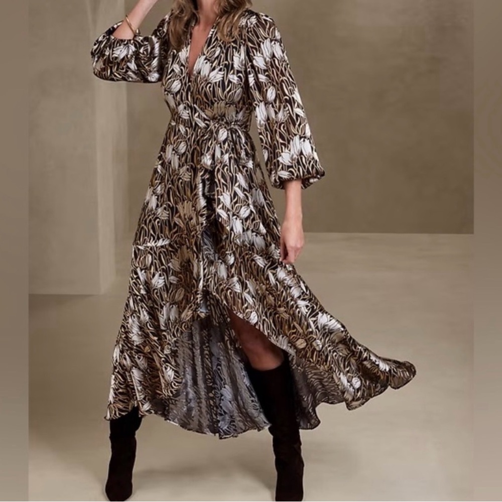 Banana Republic Fiori Silk Wrap Dress M